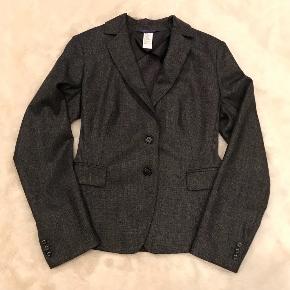 Les Copains Blue Mixed Media Gray Blazer